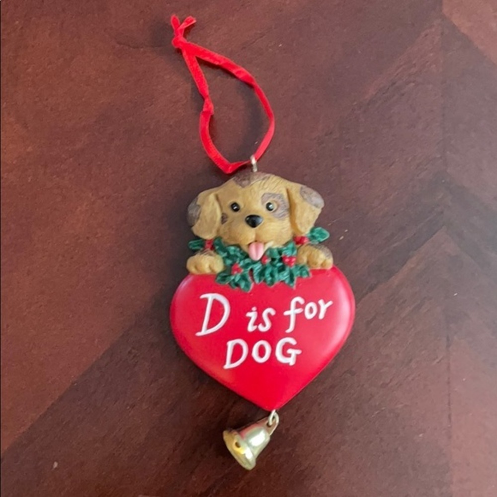 D is for DOG Christmas Ornament